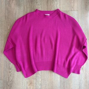 eesome Free People Inspired Pink Oversized Ribbed Knit Sweater Batwing Sleeve SM